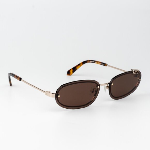 Off-White MIAMI Men Sunglasses Gold Brown Oval OERI13M MIAMI 7664 NEW AUTHENTIC - Picture 5 of 16